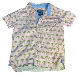 TukTuk Designs pink‎ palm tree short sleeve collar button up shirt SIZE 3
